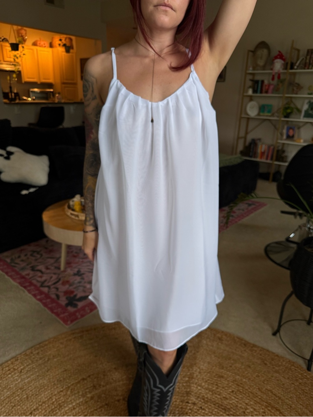 White Spaghetti Strap Slip Dress